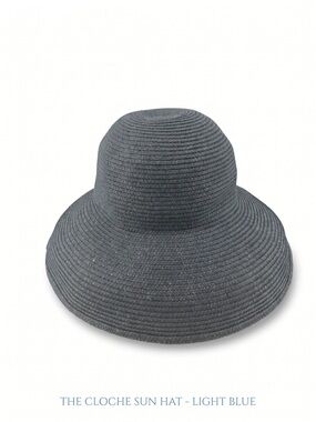 Betmar New York Light Blue Cloche Sun Hat Wide Brim Travel Beach Hat